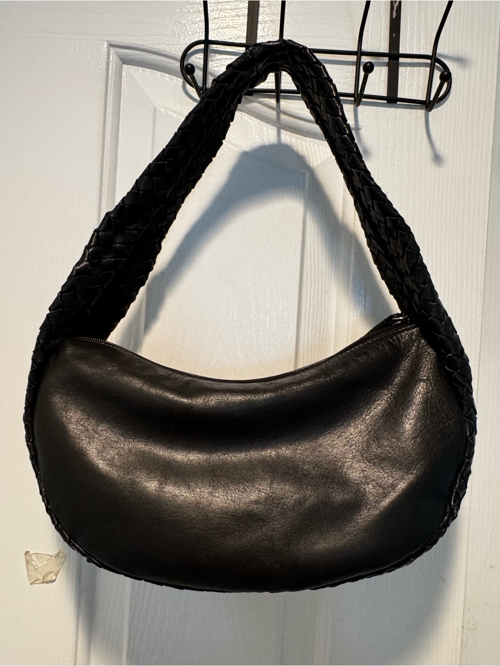 Sigrid Olsen Black Braided-Handle Crescent Shoulder Bag